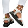 Summer New Thick-soled One-character Cross-belt Solid Color Buckle Belt Large Size Hollow Roman Sandals