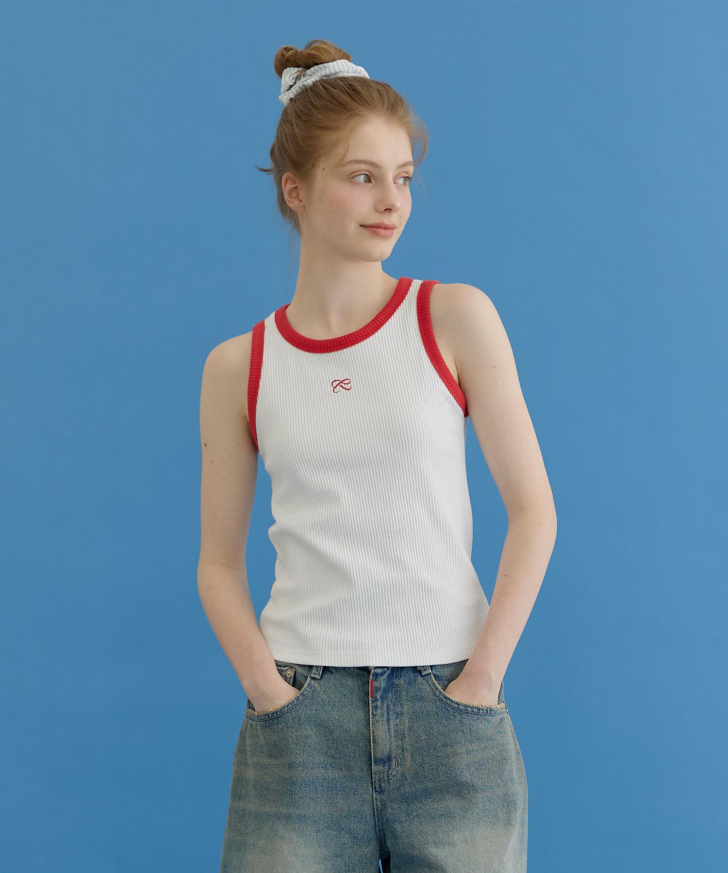 Pandora Fit Ribbed Contrast Sleeveless (White) White/Free