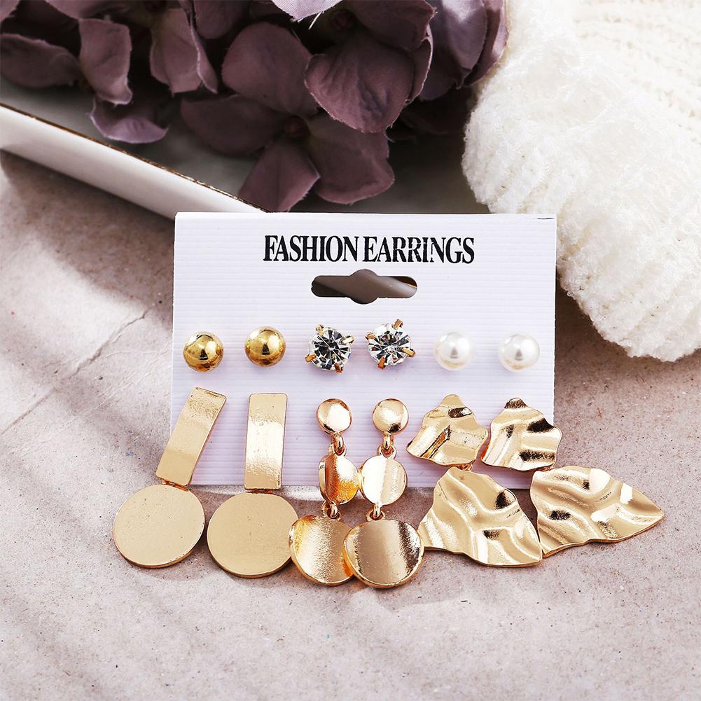 Fashion Women Metallic Element Round Irregularly Geometrical Ear Stud