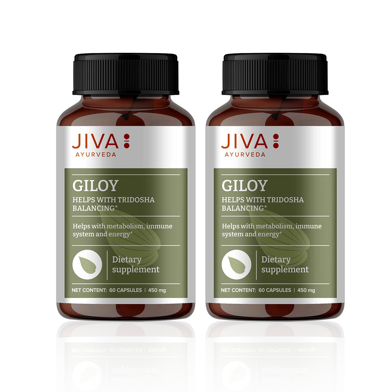 

Jiva Giloy Herbal Capsules 60 Count Pack of 2 | Natural Immunity Booster & Anti-Aging Supplement for Daily Wellness