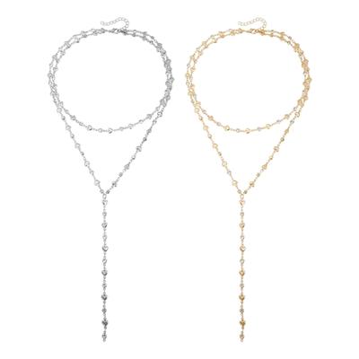 Elegant Y Shape Crystal Rhinestones Necklace For Women Evening Party Daily Wear Tarnish Resistant Jewelry Accessories