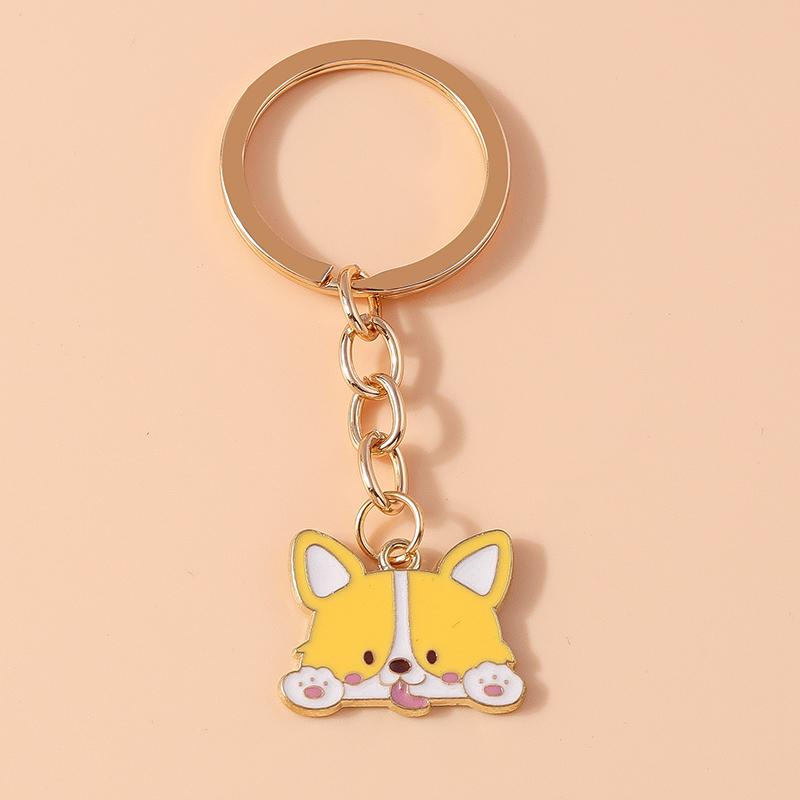 Cartoon Animal Dog Keychain Enamel Love Heart Charms Keyrings for Car Key Souvenir Gifts for Women Men Handbag Key Chains