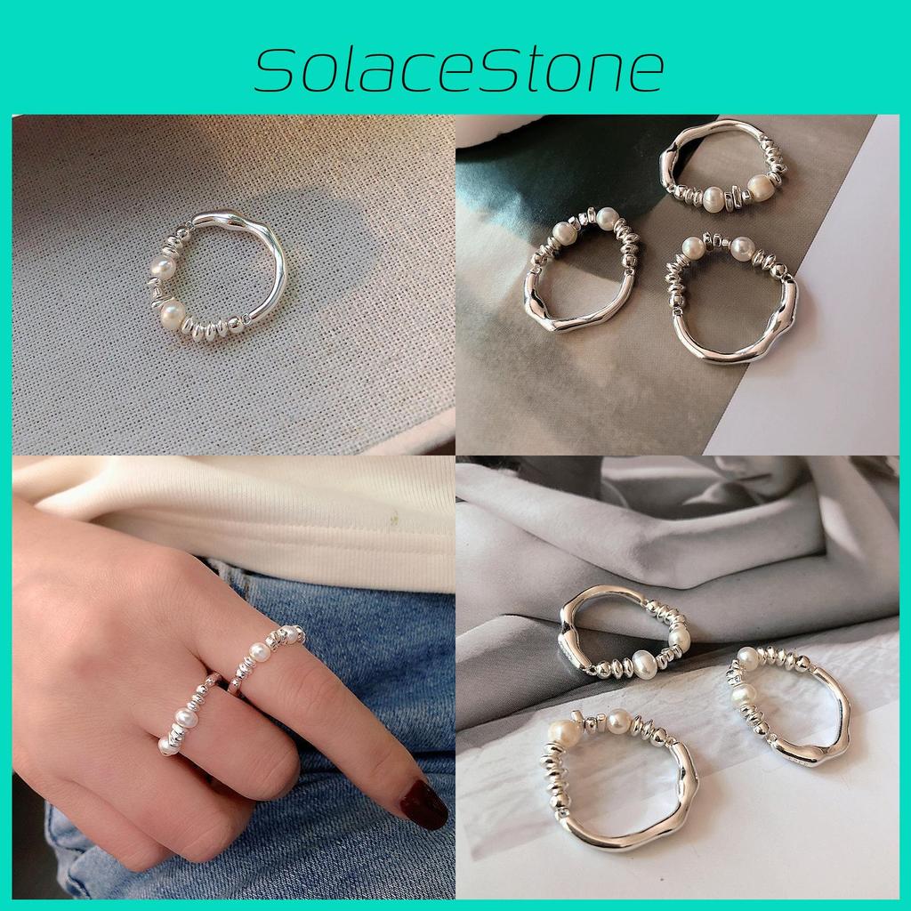 Stylish Summer 2023 Copper Ring With Natural Pearl Unique Geometric Fashion For Women