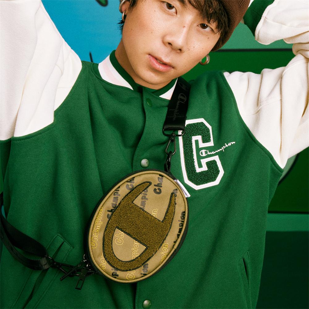 New Champion Melting Sadness Collaboration Fabric Round Bag, Crossbody Bag, Shoulder Bag Regular Unisex Green U2CACPU55