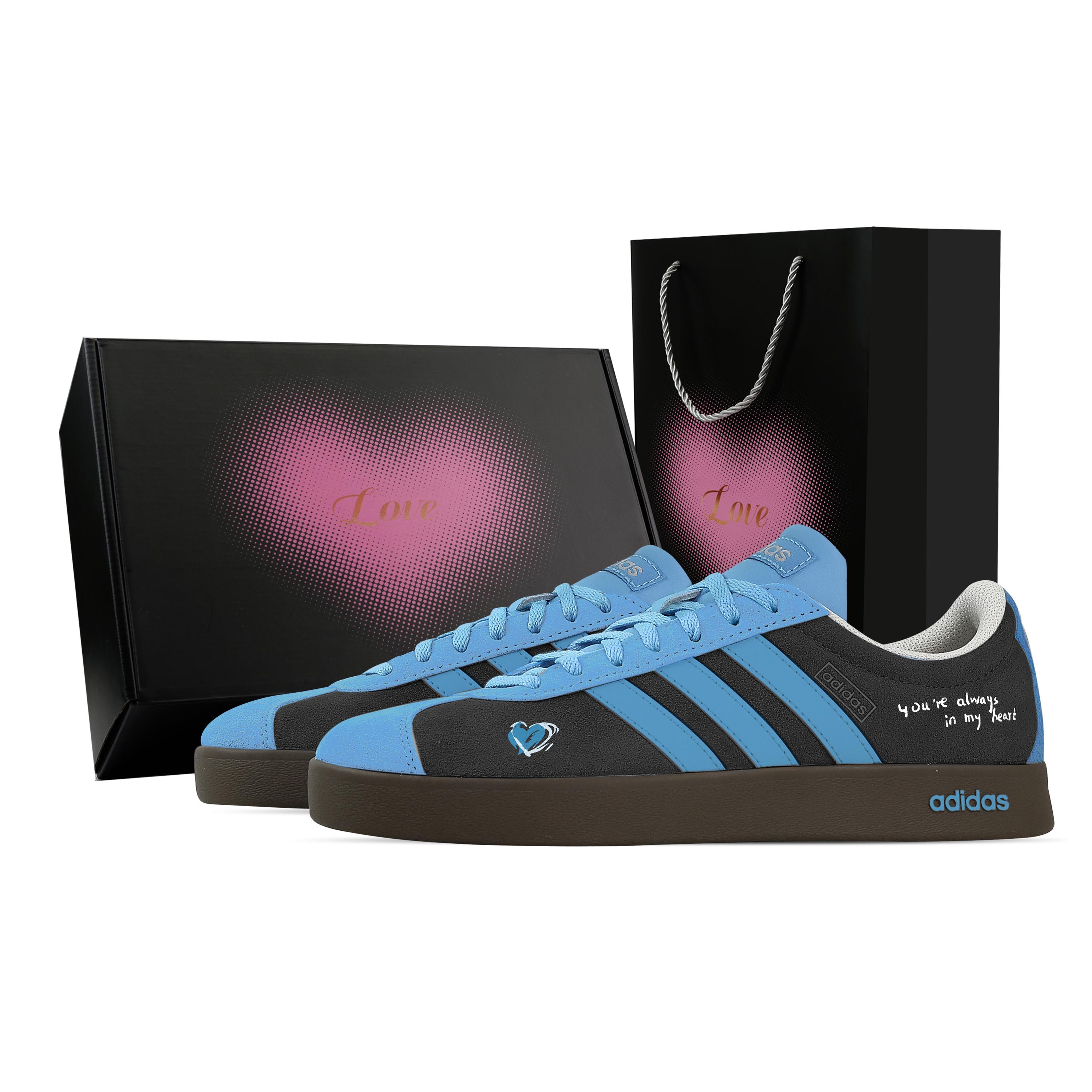 

Adidas VL COURT 2.0 Heart Blue Whisper, Heart Box Low top German Army Trainers Unisex Dark Gray Blue JI0496(Team773--) 36