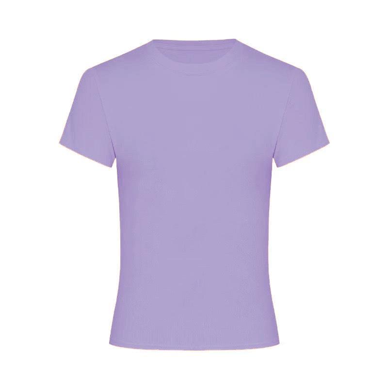2025 Korean Style Slim Fit Solid Color Short Sleeve T-Shirt for Women