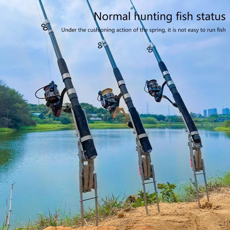 Stainless Steel Fishing Rod Ground Holder Base High Sensitivity Spring Load Fishing Rod Holder Fishing Bracket