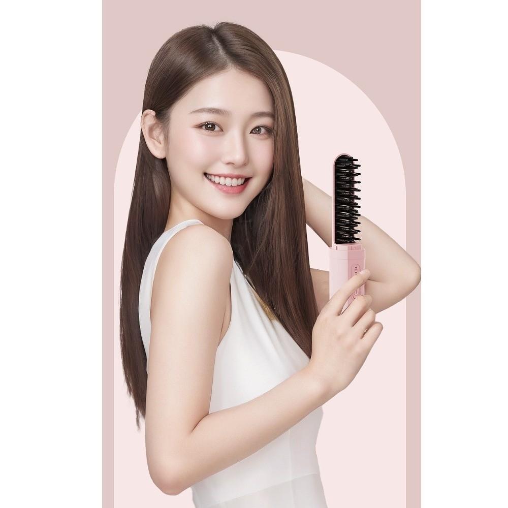 USB Rechargeable Heated Hair Straightening Brush Hair Styling Iron for 3.7V2000mAh for Travel, Home
