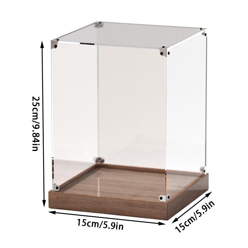 Wooden Bottom Storage Box Window Acrylic Toy Gundam Building Block Box Glue-Free Dust Cover