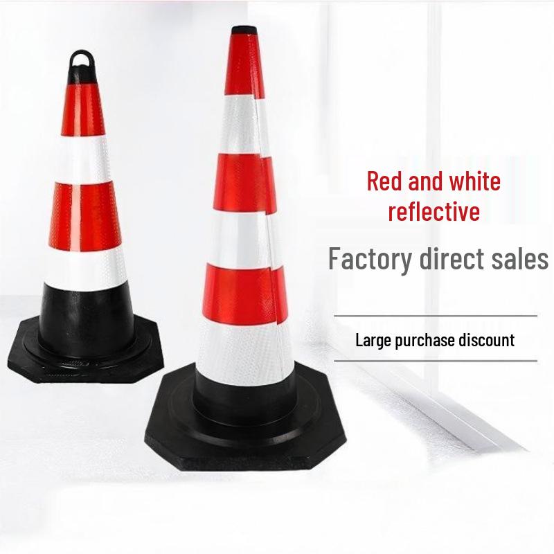 Reflective 90cm Rubber-Plastic Safety Cone with Ice Cream Handle for Road and Construction Use