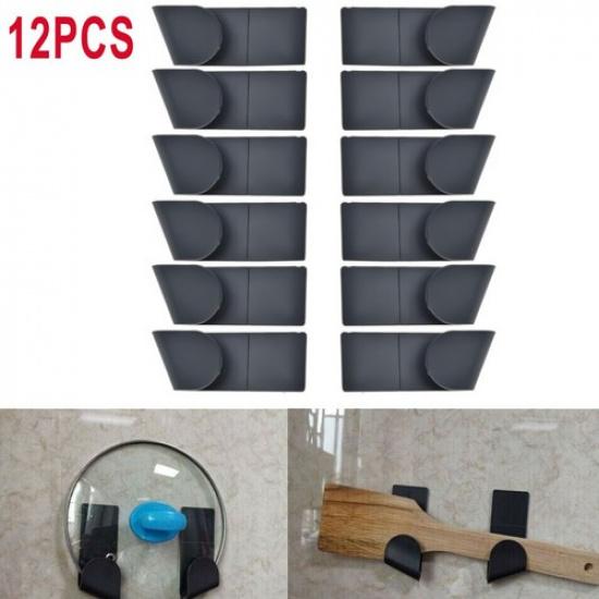 12Pcs Wall-Mounted Pot Pan Lid Storage Holder Home Kitchen/Utensils Organization