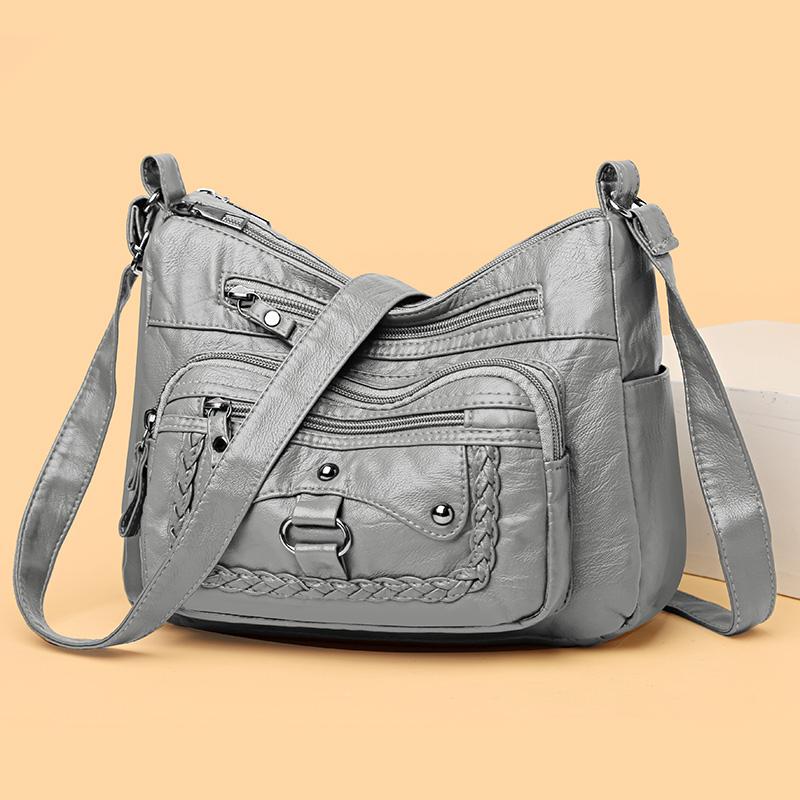 Vícevrstvá měkká kožená taška Dámská crossbody taška Taška přes rameno středního věku Taška pro maminku Taška na mobilní telefon