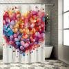 Dynamic Heart Wave Waterproof Shower Curtain, Artistic Design for Bathroom Decor, Brings Lively and Joyful Vibes