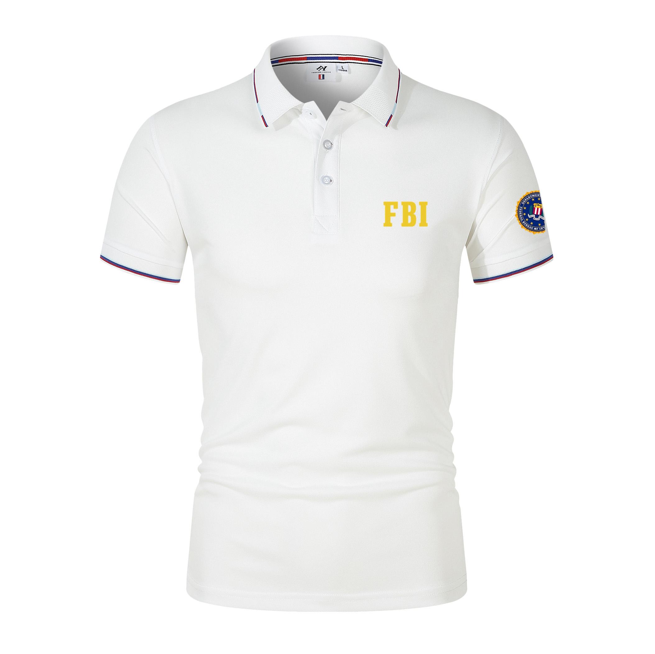 Мужская летняя повседневная дышащая рубашка-поло FBI XXL белый