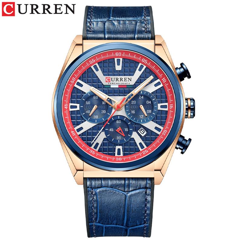 CURREN Man WristWatch Chronograph Calendar Sport Men Watch Military Army Gold Top Brand Luxury Genuine Leather Male Clock 8392