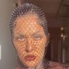 European and American  Electric Syllable Women's Clothing Popular Mesh Diamond Headscarf Mask