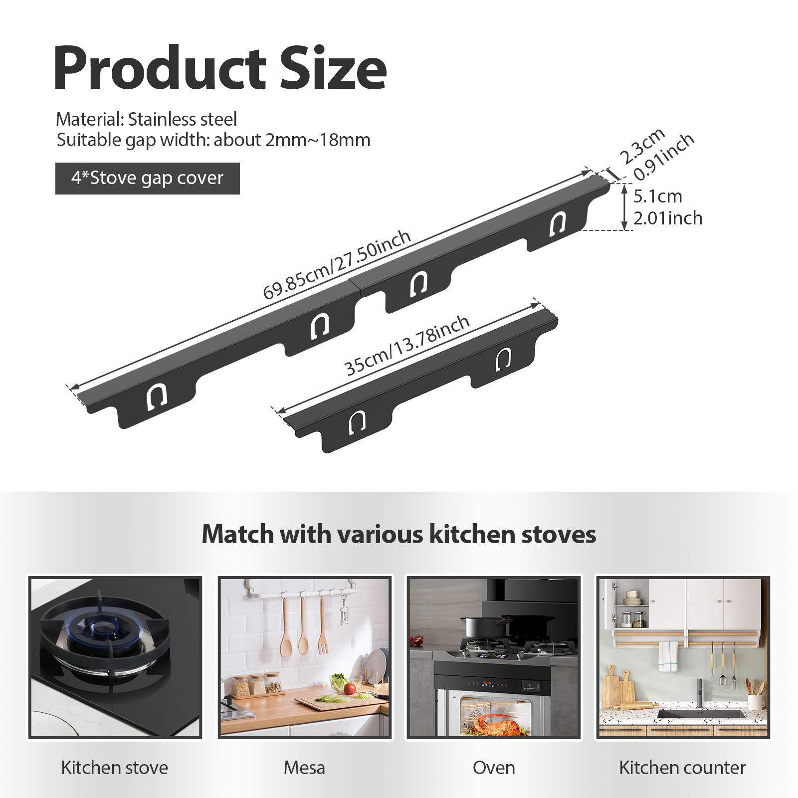

Stove Gap Covers Stainless Steel Stove Gap Covers Heat Resistant Oven Gap Filler Seals Spaces Between Stovetop and Counter