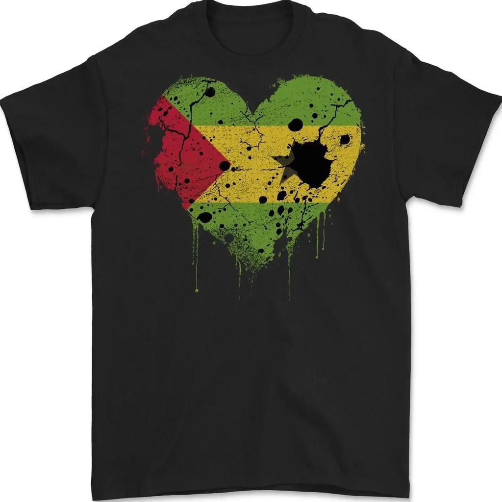 Love Sao Tome Und Principe Flag Day Herren Maglietta 100 Baumwolle Vintage Unisex Comfortable Casual Streetwear Graphic