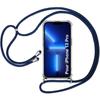 Crossbody Case - E.F.CONNECTION - for iPhone 13 Pro - Flexible - Transparent-Navy Blue - Adjustable Cord