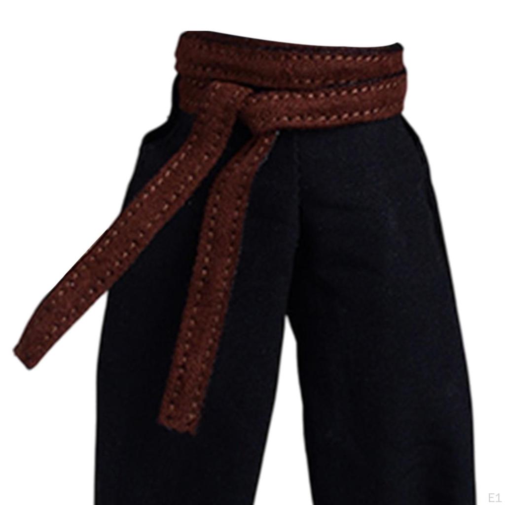 1/12 Male Doll Pants with Belt Casual Dress Up Loose Trousers Mini Long Pant for 6 Inch Action