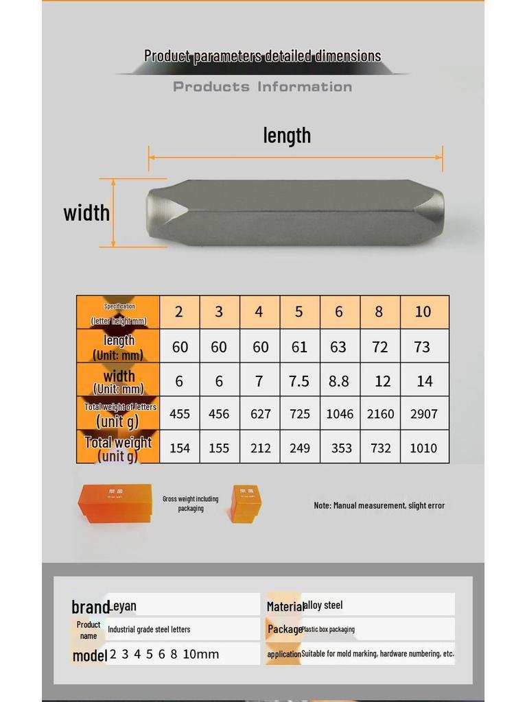 Steel Letter & Number Punch Set, 2-10mm, A-Z, Engraving Stamps