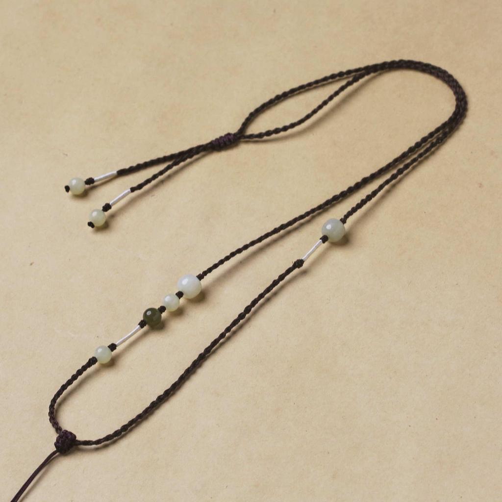 Hetian Jade Unisex Handmade Pendant with Adjustable Rope