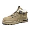 Fleece men's shoes winter new rotating button Martin shoes men's tooling shoes men's casual sports cotton shoes