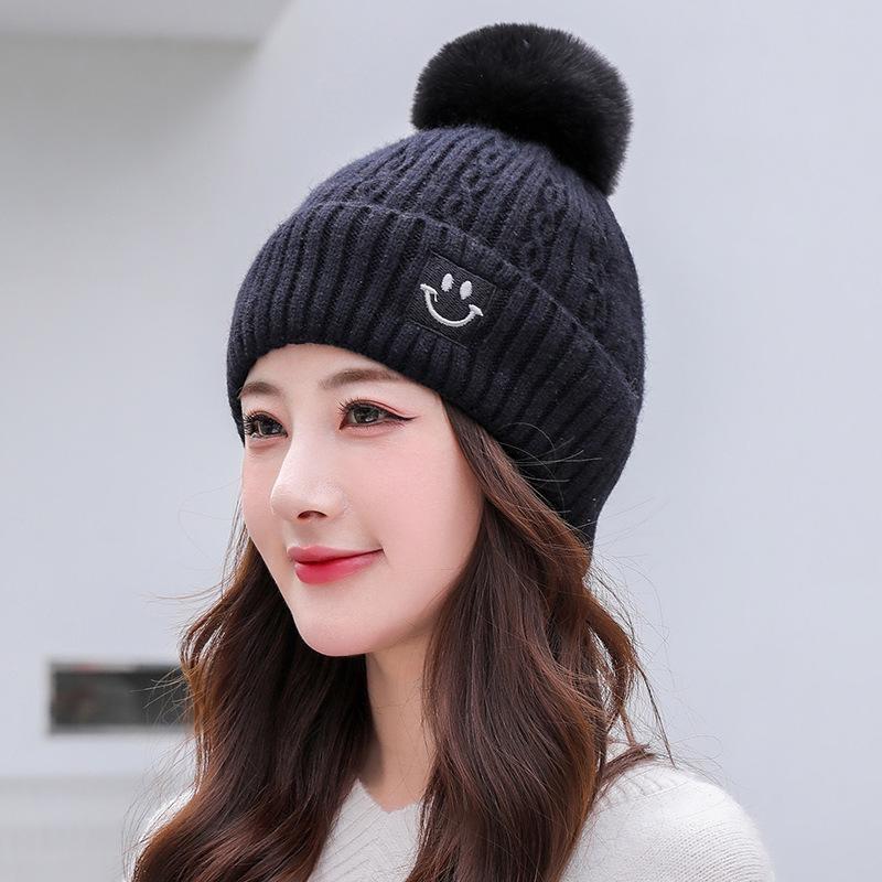 

Женская шерстяная вязаная шапка, модная универсальная женская шерстяная бейсболка, однотонная зимняя утолщенная теплая шапка, женская уличная шапка