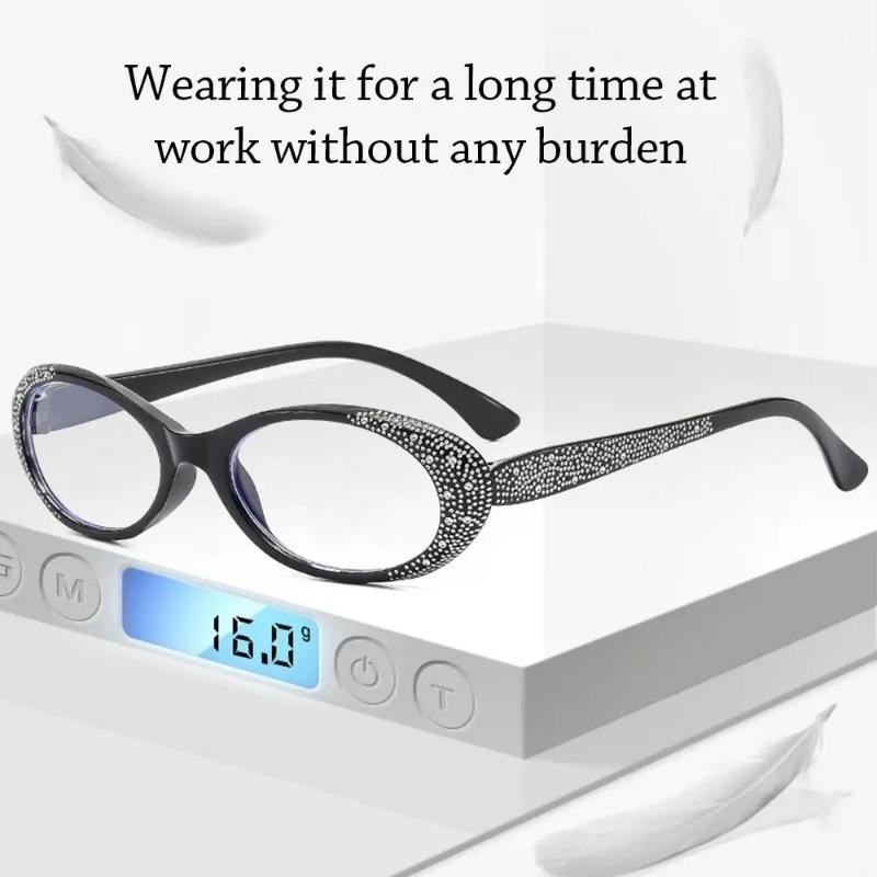Luxury Diamond Reading Glasses for Women Men Trendy Far Sight Eyewear Blue Light Blocking 0+1.0+4.0
