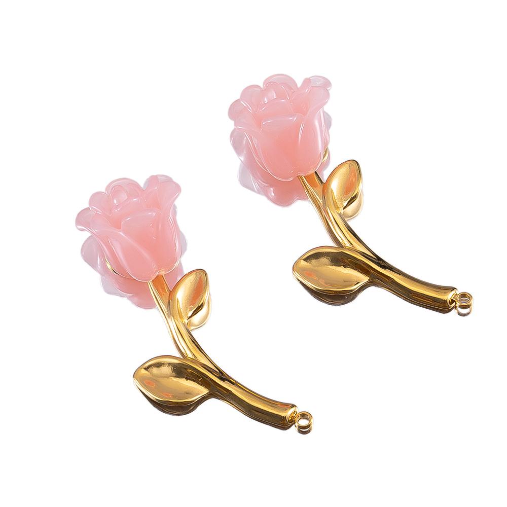 

2pcs Color Preserving Electroplated Stainless Steel Rose Shaped Charm Pendant For DIY Necklace Jewelry Making Accessory Material 2pcs розовый