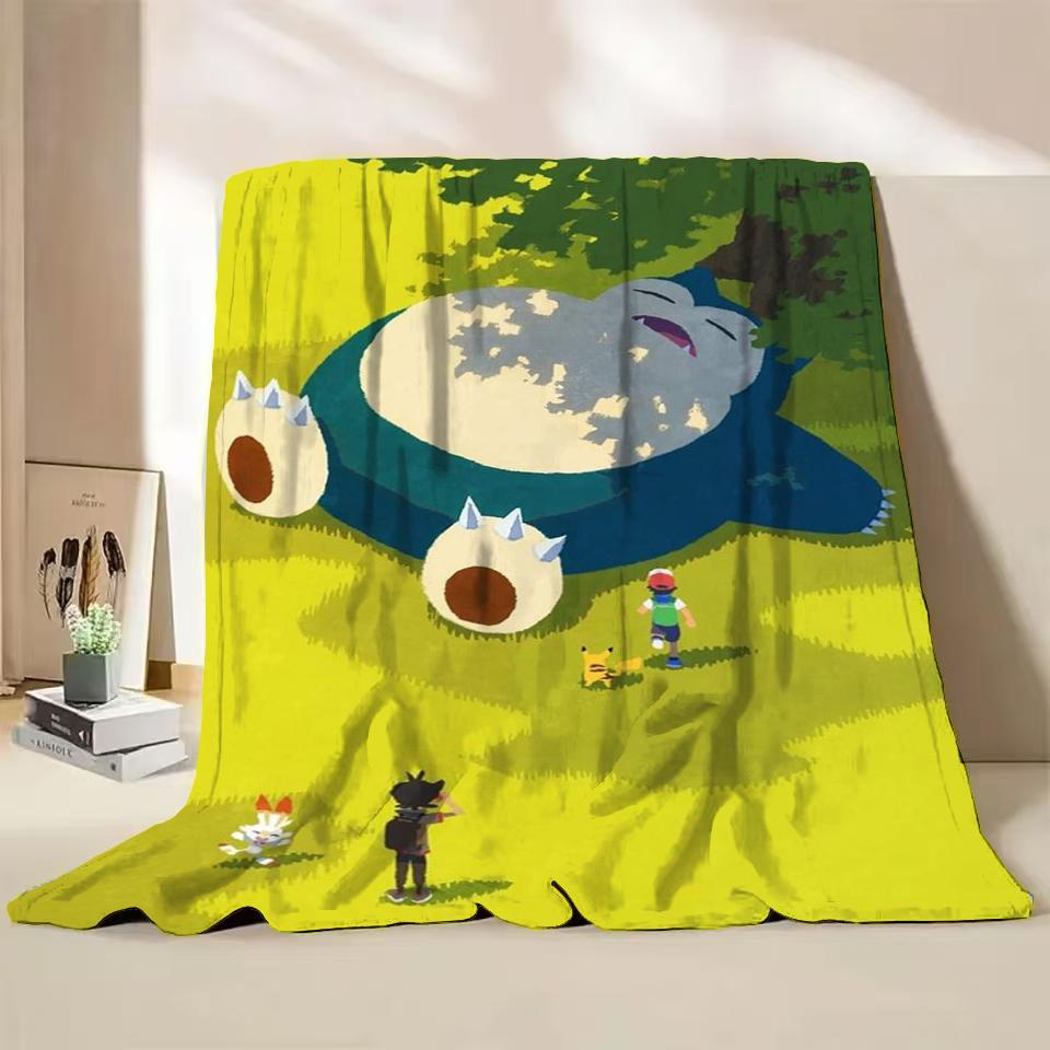 Pokemon Snorlax Flanelová Nadýchaná Fleece Deka pro Domov Ložnici Postel Pohovku Kancelář Dětská Přikrývka Dospělá Měkká Deka Dětský Roztomilý Dárek