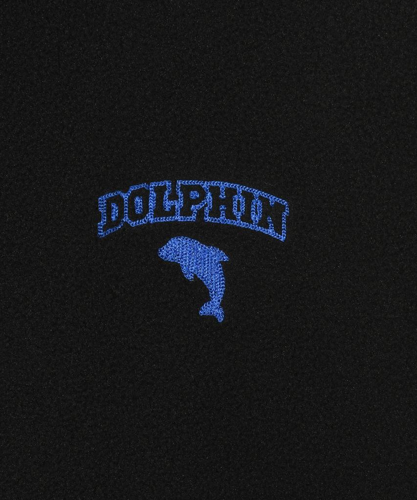 Dolphin Wave Apparel [Set] Dolphin Chain Embroidery Fleece Zip-Up Hoodie & String Pants Black