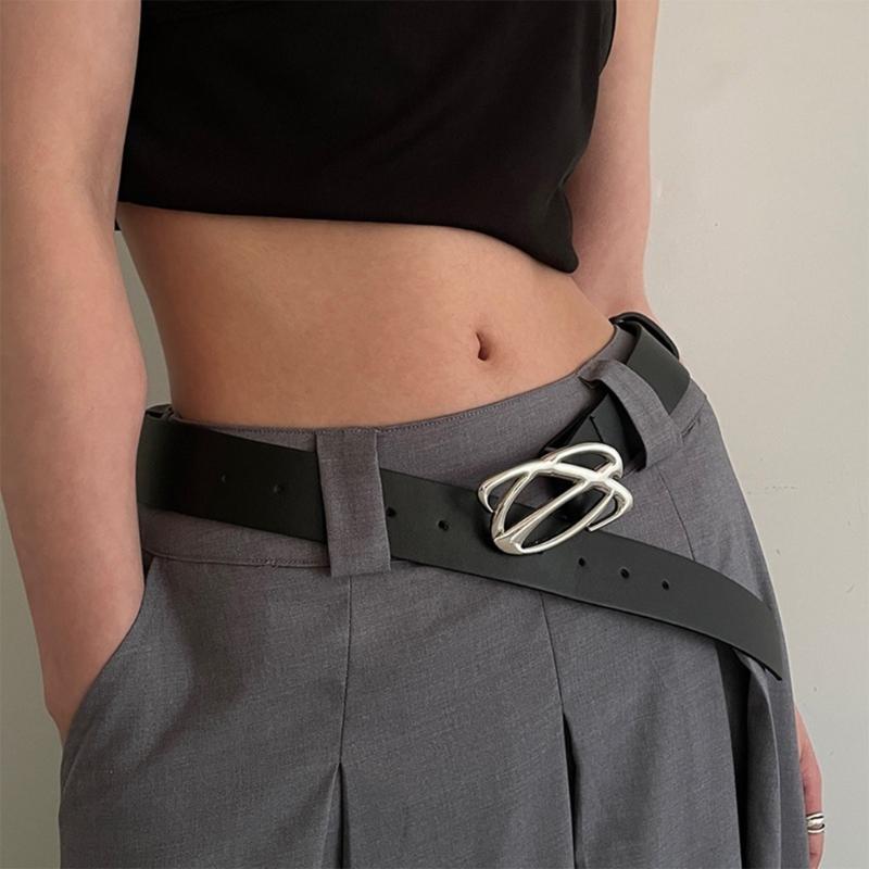 Damen Ledergürtel für Jeans Hosen Kleider Schwarz Damen Taillengürtel mit Dornschließe Vintage Gothic Taillengürtel
