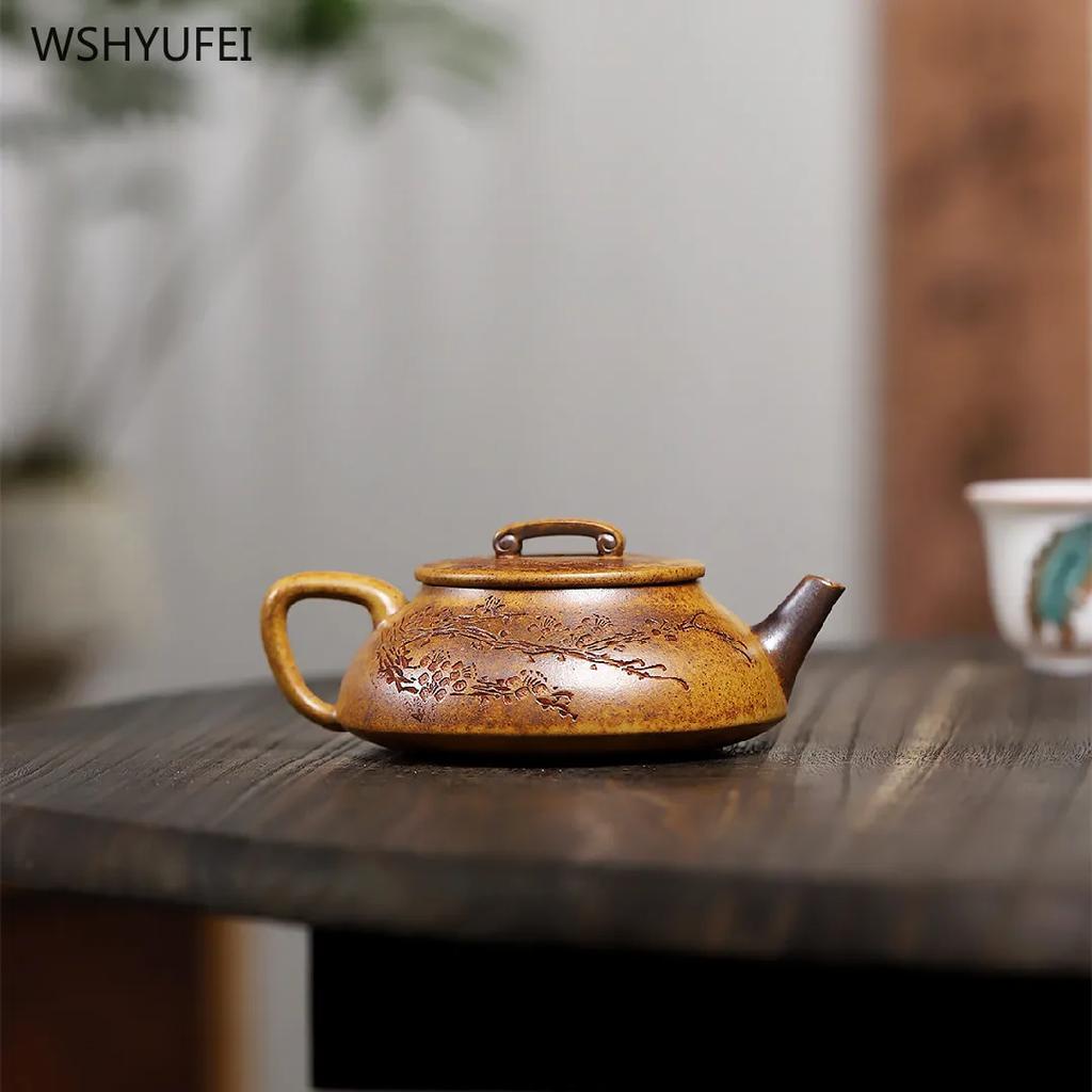 Yixing dark-red enameled pottery teapot High temperature firing of raw ore mud for teapot 1 piece Kung Fu tea set teapot