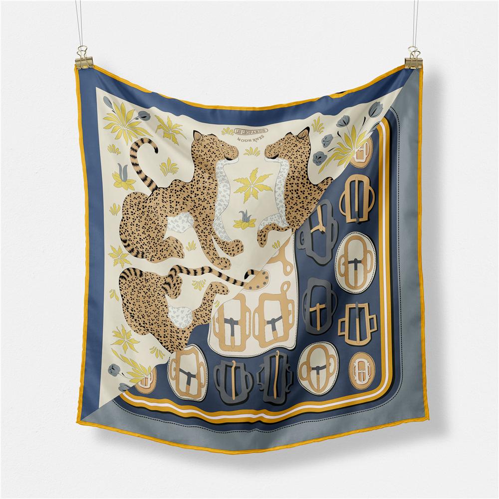 53cm Brand Square Scarf Women Design Horse Luxury Silk Scarf Bandana Headband Fashion Hijab Neckerchief For Ladies 2024 New