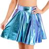 High Waist Flare Skirt Club Stage Costume Party Dancewear Shiny Ruffle Skirts for Women