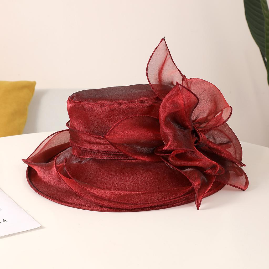 New French organza mesh flower hat summer fashion trendy brand sunscreen sunshade big eaves hat retro elegant millinery hat
