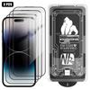 3 Stück staubfreie 3D-Kanten HD galvanisierte explosionsgeschützte gehärtete Glasfolie für iPhone 13 Pro Max, Anti-Fingerabdruck-Bildschirmschutz
