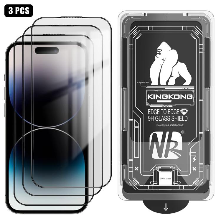 3 Stück staubfreie 3D-Kanten HD galvanisierte explosionsgeschützte gehärtete Glasfolie für iPhone 13 Pro Max, Anti-Fingerabdruck-Bildschirmschutz