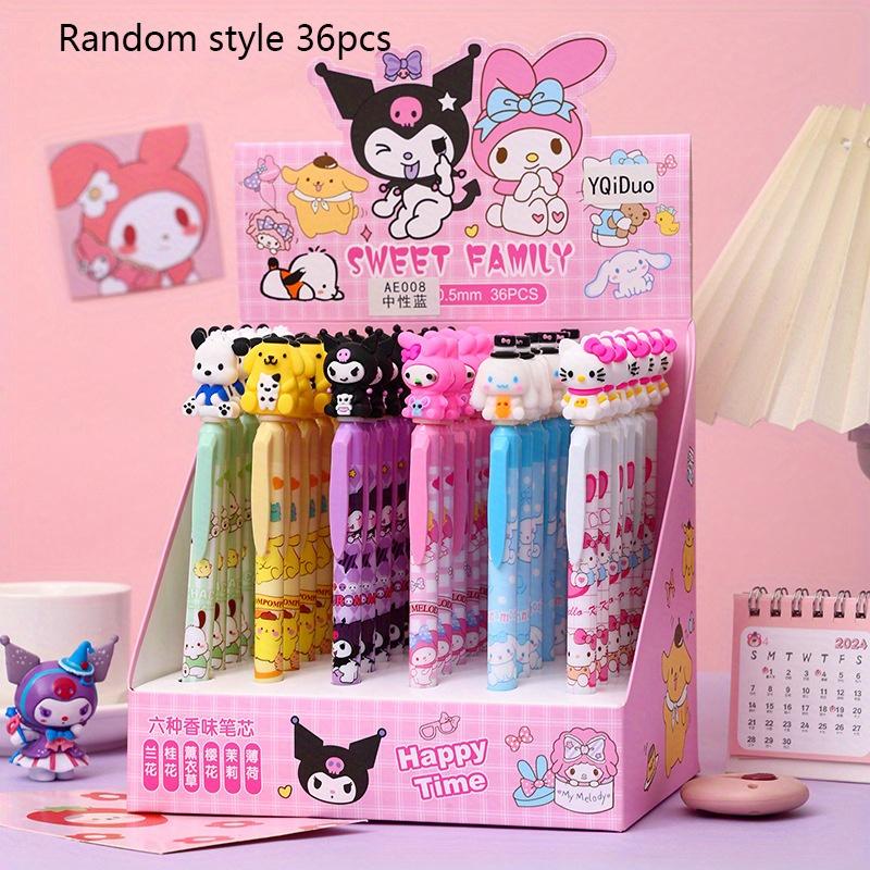 36pcs Kuromi Sanrio Sweet Family Press Pen High-Pretty Girls Neutral Pen ST Head Black Signature Pen Gift Pen Stationery Cinnamoroll 0.5mm black