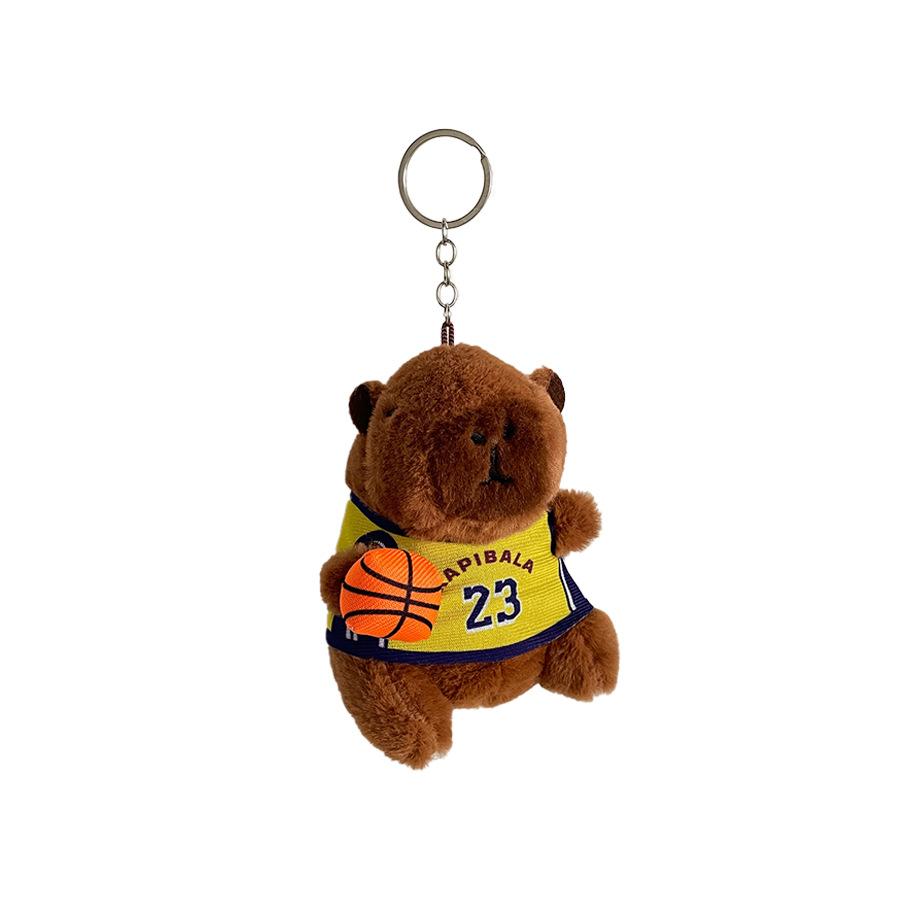 Cute Jersey Kapibala Plush Dolls Playing Basketball Capybara Dolls Bag Pendant Children's Day Gift