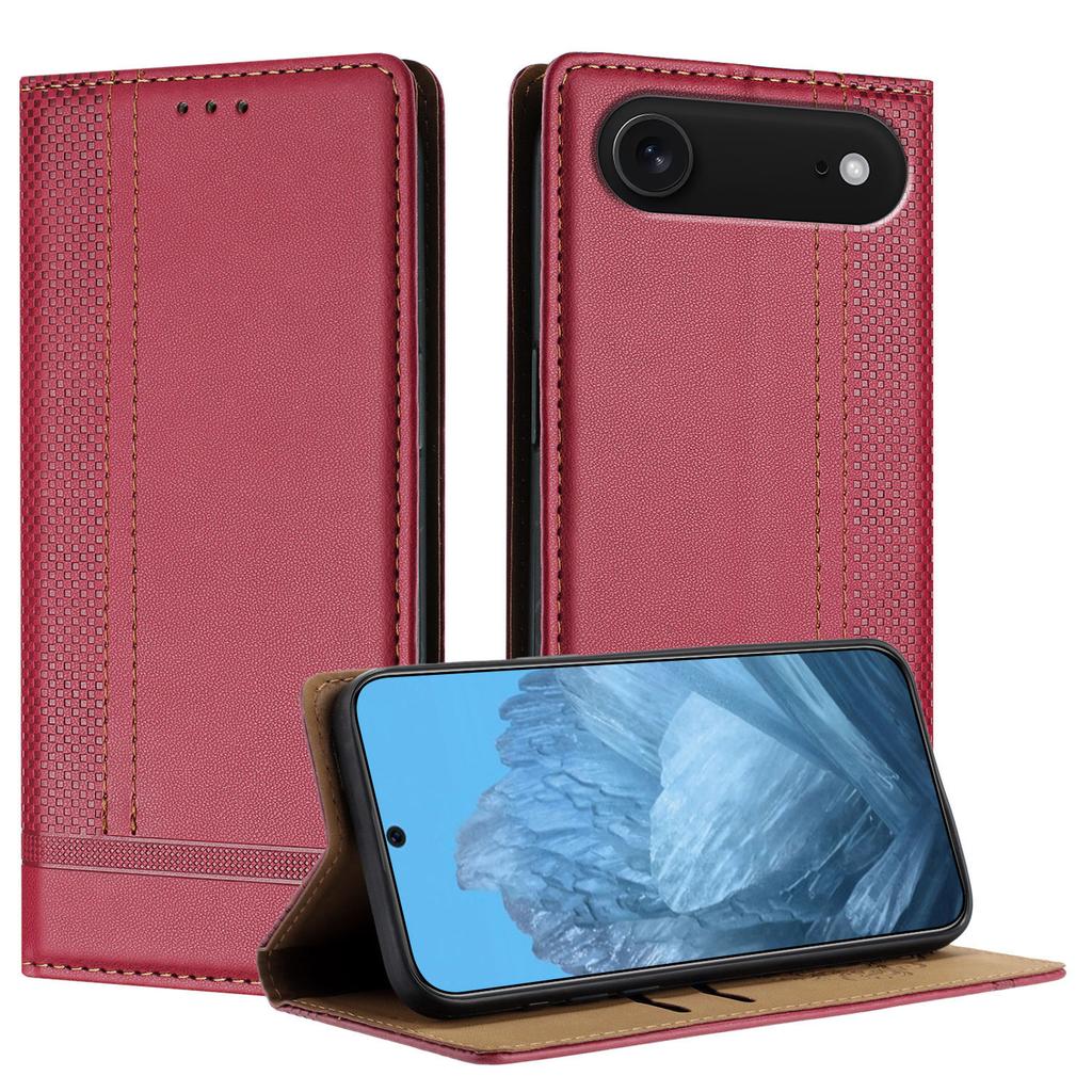For iPhone Air Case L-Shaped Grid Pattern Leather Stand Phone Cover with Card Slots