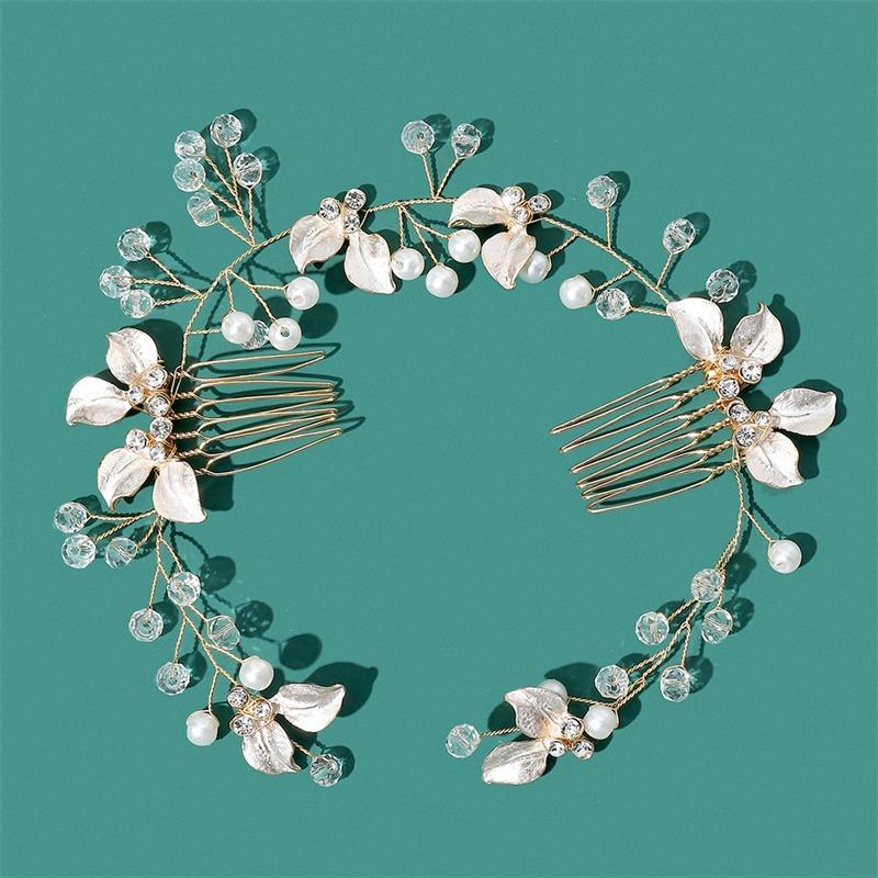 Pearl Leaf Comb Headband Women Tiara Headband Wedding Accessories Headband High Quality Exquisite Garment Accessories