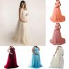 Women Pregnant Lace Long Splicing Tie Dress Maternity Photography Props Clothes