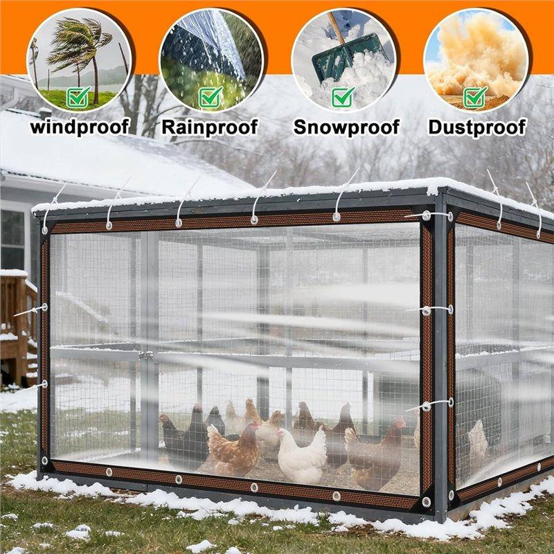 Chicken Coop Cover Waterproof 6.6 X 13Ft Anti-Tear Run Tarp With Rope& Cable Tie, For Winter For Patio Covering
