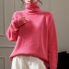 100% Pure Wool Women's High Neck Thick Raglan Sleeve Sweater - Loose Fit Base Layer Knitwear