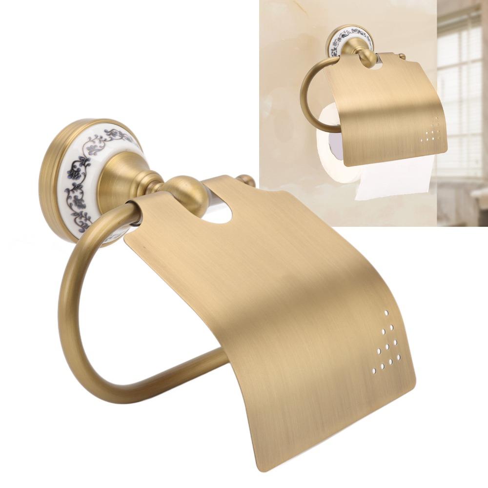 Wall Mounted Paper Towel Holder Antique Gold Tissue Holder  Bathroom Restroom Toilet