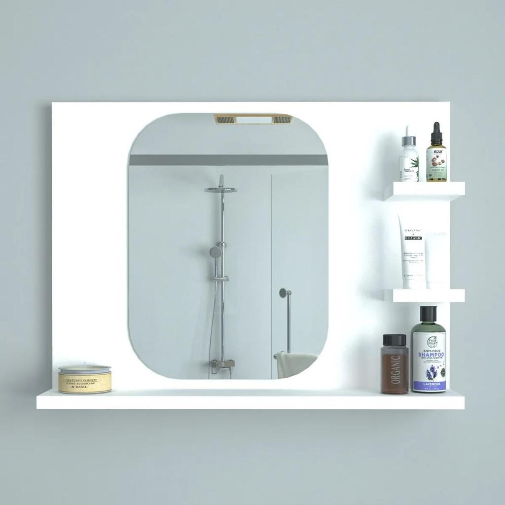 Decorative Mirrored Bathroom Shelf Corridor Living Room Wall WC Mirror Accessory Holder and Storage
