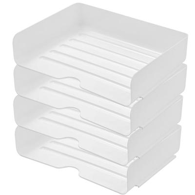 Dotcom Prime Letter Case Desk Tray Document Tray Case Tabletop A4 Landscape White 4-Piece Set