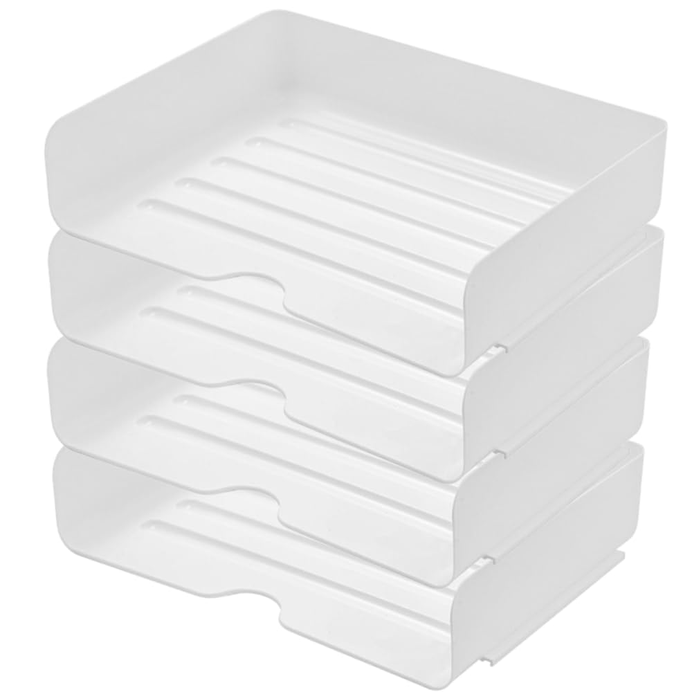 Dotcom Prime Letter Case Desk Tray Document Tray Case Tabletop A4 Landscape White 4-Piece Set